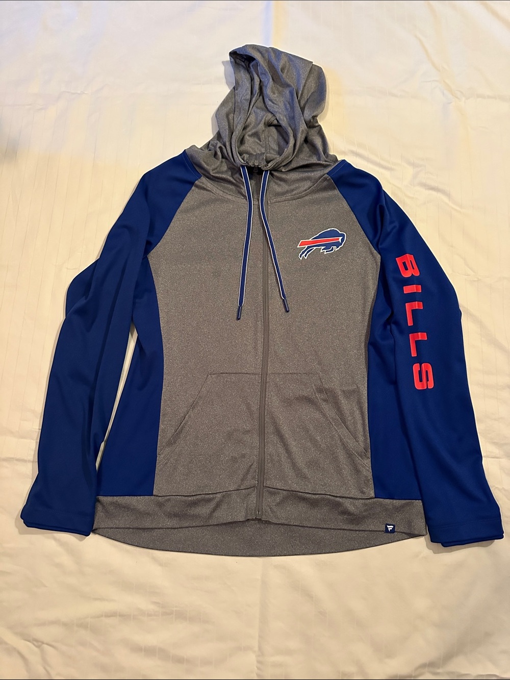 Fanatics Gray and Blue Buffalo Bills Raglan Full-Zip Hoodie
